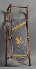 Polychrome Paintdecorated Childs Wood and Iron Sled