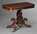 Classical Carved Mahogany and Mahogany Veneer and Brassinlaid Card Table