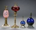 Four Assorted Colored Glass Lighting Related Items