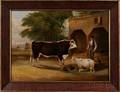 Thomas Kirby Van Zandt Albany New York 18141886 Barnyard Scene