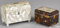 English mother of pearl tea caddy 19th c