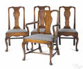 Set of Six George II oak dining chairs mid 18th c