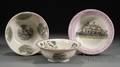 Three Large Sunderland Pink Lustre Transferdecorated Pottery Bowls