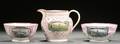 Sunderland Pink Lustre Transferdecorated Pottery Jug and Two Bowls