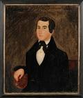 Attributed to Calvin Balis New York State 19th Century Portrait of a Young Man
