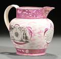 Large Sunderland Pink Lustre Transferdecorated Marriage Jug