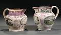 Two Sunderland Pink Lustre Transferdecorated Pottery Jugs
