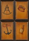 Ralph Eugene Cahoon Jr Cotuit Massachusetts 19101982 Lot of Four Works Lantern Sailors Ditty Box Anchor