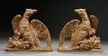Pair of Carved Wood Eagle Architectural Ornaments