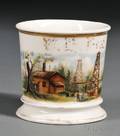 Porcelain Shaving Mug with Painted Oil Well Scene