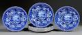 Nine Blue Transferdecorated Staffordshire Pottery Plates PAINS HILL SURREY