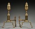 Pair of Brass and Iron Acorntop Andirons