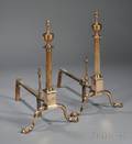 Pair of Chippendale Bellmetal and Iron Urntop Andirons