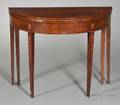 Federal Mahogany Veneer Inlaid Sixlegged Demilune Card Table