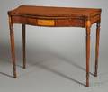 Federal Carved and Inlaid Mahogany Serpentine Card Table