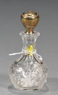 American 14kt Yellow Goldmounted and Colorless Glass Perfume Bottle