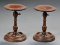 Pair of Turned Mahogany Adjustable Light Stands