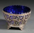 German 800 Silver and Cobalt Glasslined Sugar Bowl