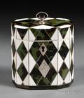 Ivory and Green Tortoiseshell Harlequin Tea Caddy