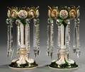 Pair of Bohemian Green Glass Mantel Lustres