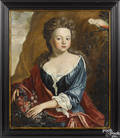 English oil on canvas portrait of a girl late 18th c