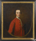 English oil on canvas portrait of a young man early 19th c