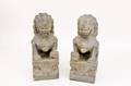 Pair of Large Carved Stone Foo Dogs or Shishi