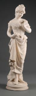 Carved Alabaster Figure of a Victorian Beauty