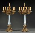 Pair of Bohemian Glass and Giltbronze Candelabra