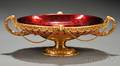 Dore Bronze and Red Glass Center Bowl