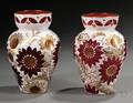 Pair of Bohemian Cased and Gilt Glass Vases