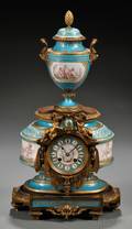 Sevresstyle Porcelainmounted Bronze Figural Mantel Clock