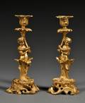 Pair of Dore Bronze Figural Candlesticks