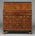 William  Mary Mulberry Veneer and Walnut Slantlid Desk