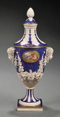 Sevres Bisque Cobalt Decorated Vase and Cover