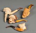 Four Carved Meerschaum Pipes