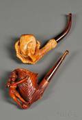 Two Carved Meerschaum Pipes