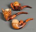 Three Carved Meerschaum Pipes