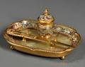 Onyx and Champleve Decorated Ormolu Inkstand