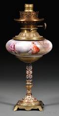 Sevres Porcelain and Champleve Oil Lamp Base