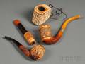 Four Carved Meerschaum Pipes