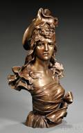 Anton Nelson Austrian 18801910 Art Nouveau Bronze Bust of a Maiden