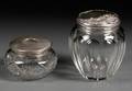 Two SterlingLidded Colorless Cut Glass Dresser Jars