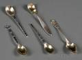 Five Tiffany  Co Sterling Aesthetic Movement Coffee Spoons
