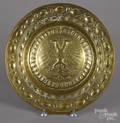 Embossed brass alms dish