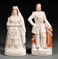 Pair of Victorian Staffordshire Figures of Queen Victoria and Prince Albert