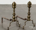 Pair of Federal brass andirons