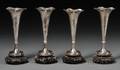 Set of Four Chinese Export Silver Bud Vases