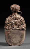 Chinese Export Silver and Colorless Glass Flask