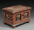 Carved and Painted Wood Lift Top Box